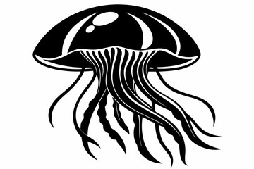 jellyfish line art silhouette vector illustration