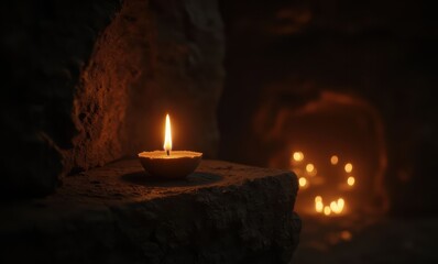 Warm candlelight in a cave