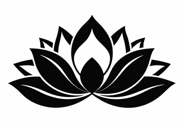 lotus flower line art silhouette vector illustration