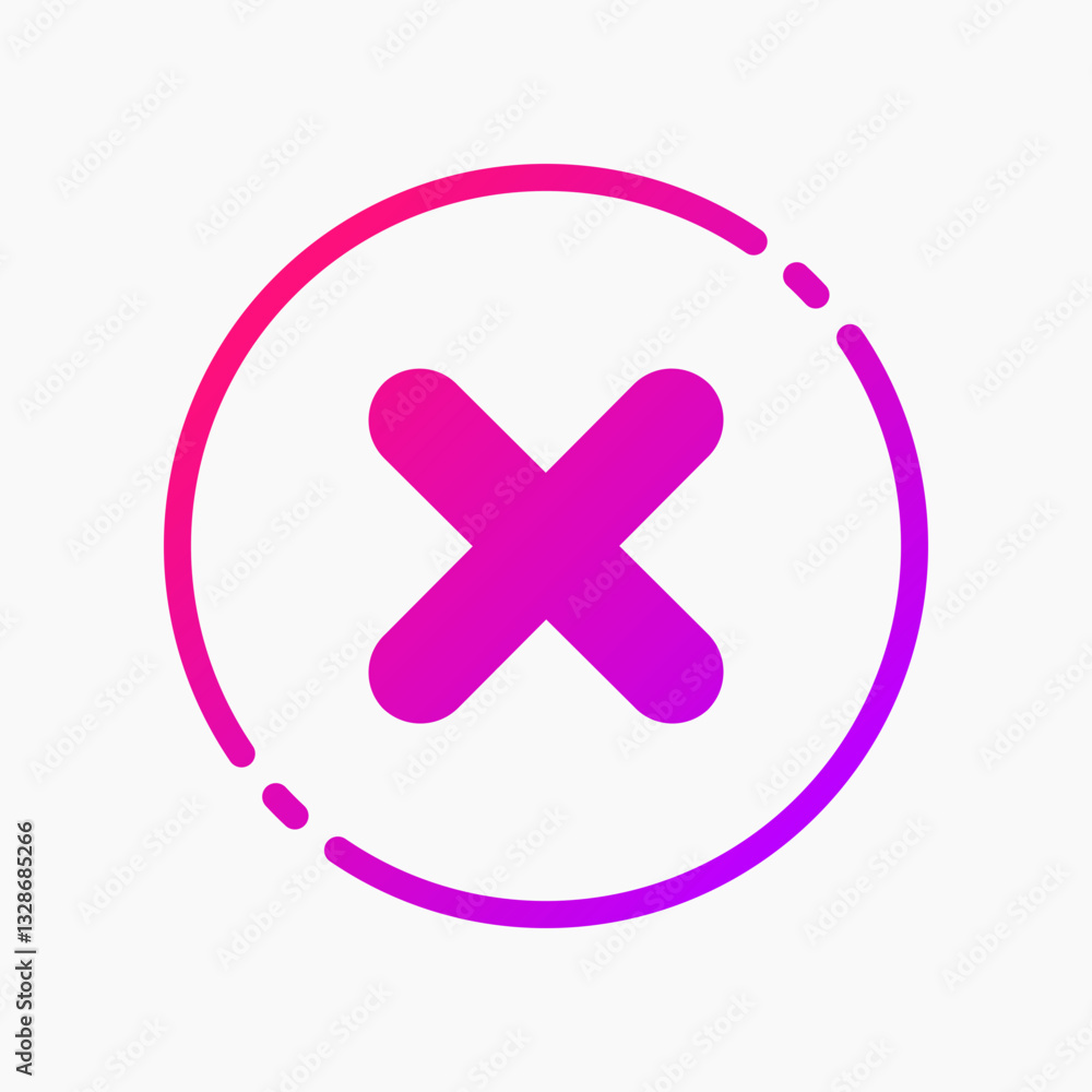 Poster design illustration graphic of wrong mark icon with gradient style. suitable for ui, mobile design, 