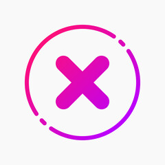 Fototapeta premium Design Illustration graphic of wrong mark icon with gradient style. Suitable for UI, mobile design, web design, etc.
