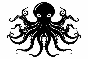 octopus line art silhouette vector illustration
