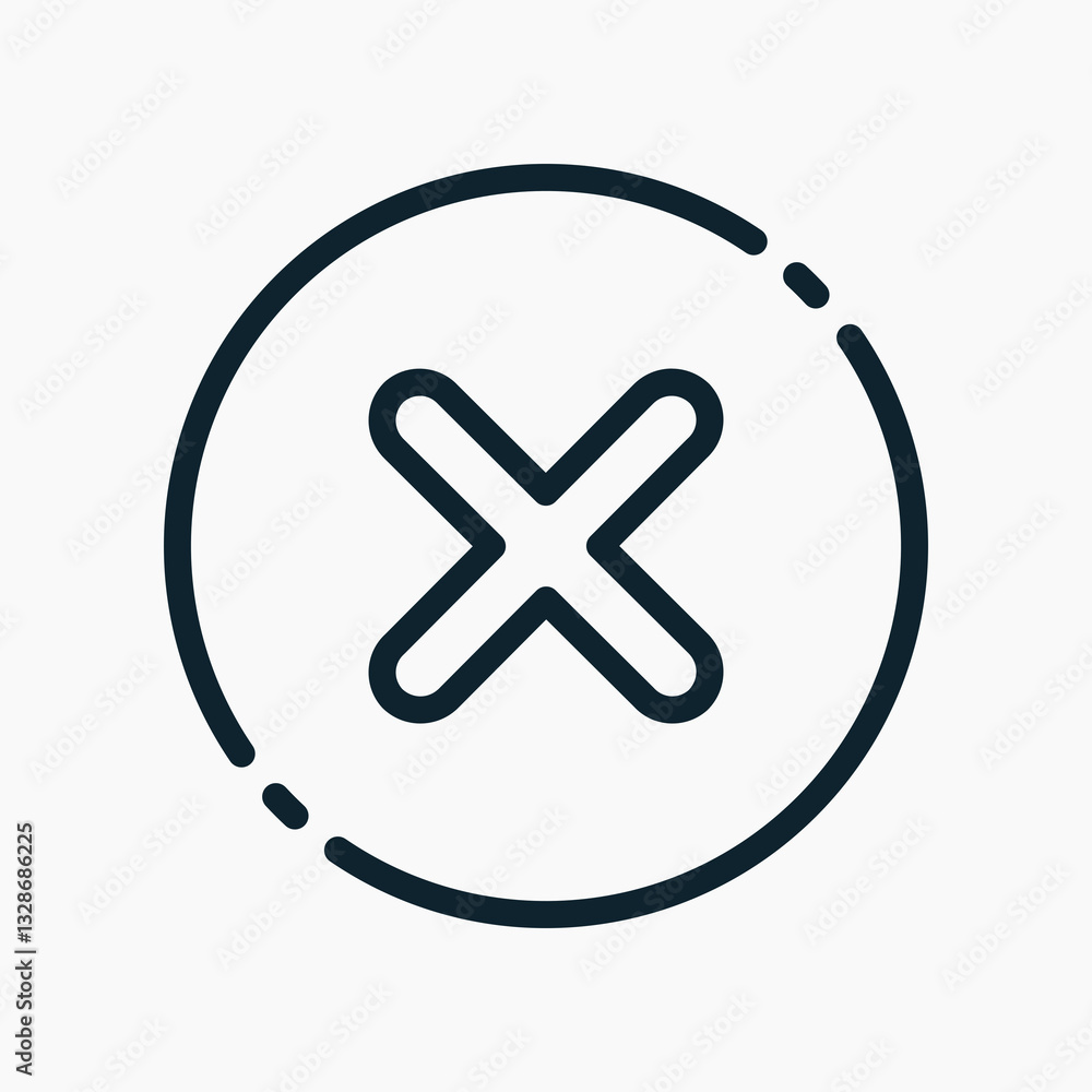 Aufkleber design illustration graphic of wrong mark icon with line style. suitable for ui, mobile design, web 