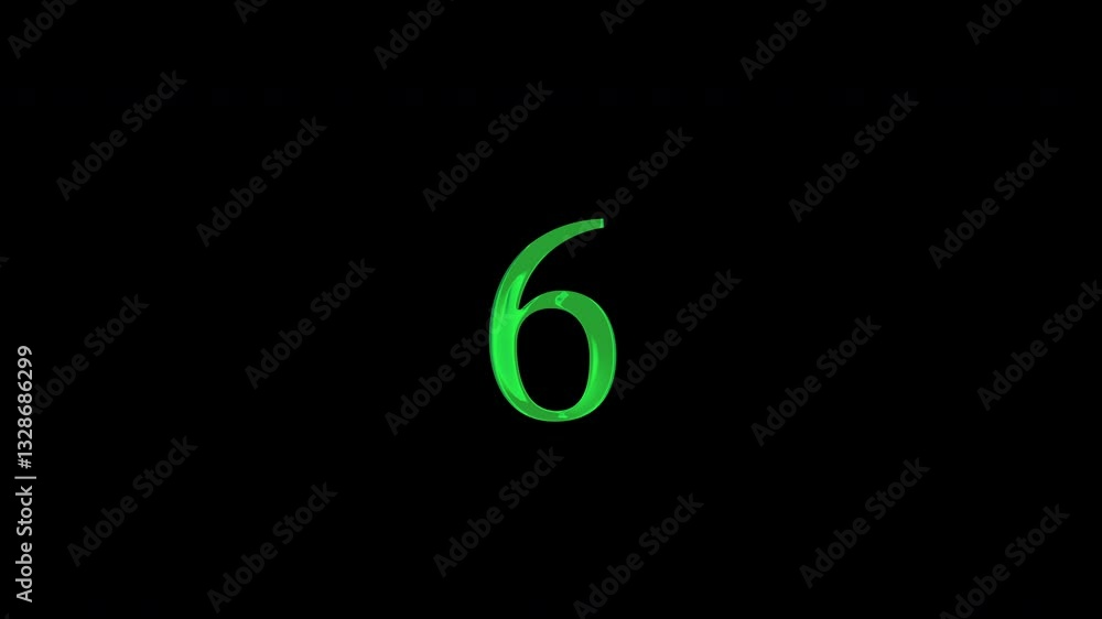 Poster green number countdown animation sequence: a vibrant digital timer for videos and presentations isol