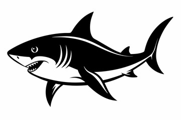 Obraz premium shark line art silhouette vector illustration
