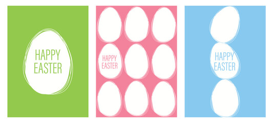easter card with eggs set . flat minimalistic illustration modern style  postcards, poster, banner, ad. 