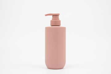 Minimalist Matte Pink Pump Bottle on White Background