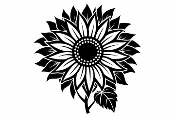 sunflower line art silhouette vector illustration