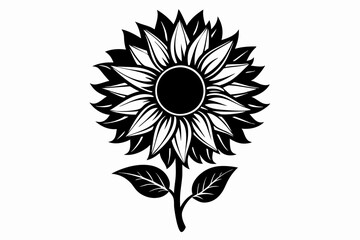 sunflower line art silhouette vector illustration
