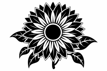 sunflower line art silhouette vector illustration