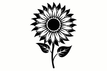 Fototapeta premium sunflower line art silhouette vector illustration
