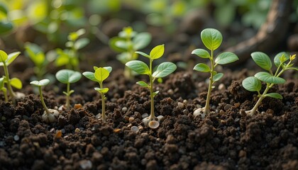A wonderful display of growth and renewal is revealed by the enchanted alchemy of gardening soil, wherein ordinary seeds are transformed into thriving plants.