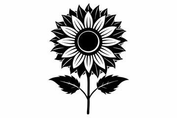 sunflower line art silhouette vector illustration