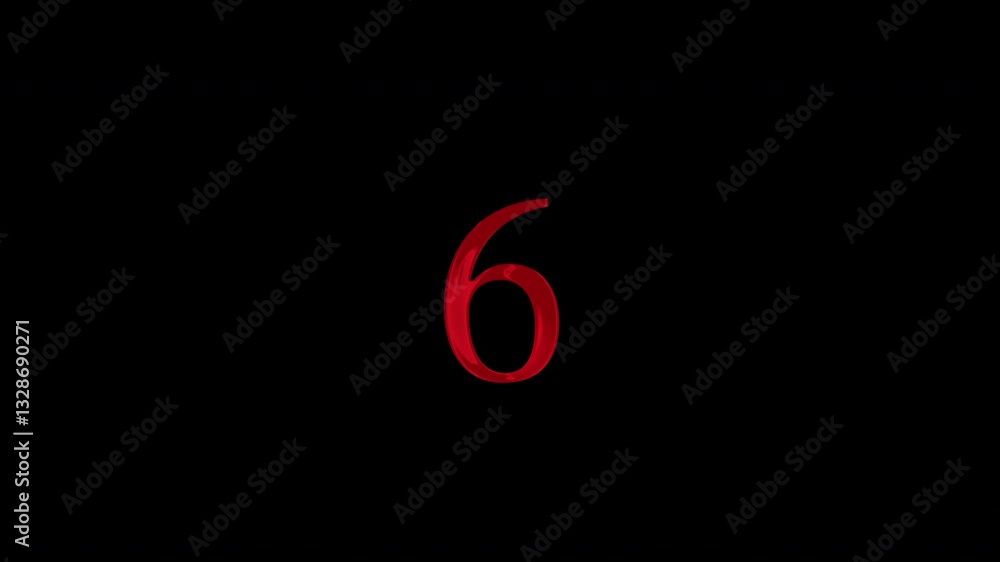 Poster 10 second countdown timer animation red text isolated background