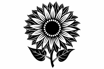 sunflower line art silhouette vector illustration