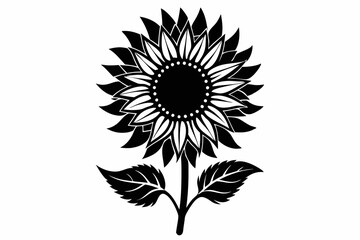 sunflower line art silhouette vector illustration