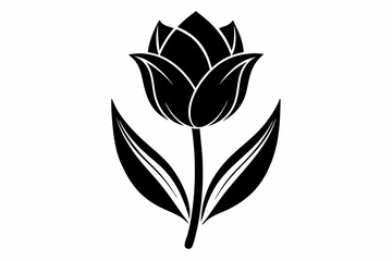 tulip flower line art silhouette vector illustration