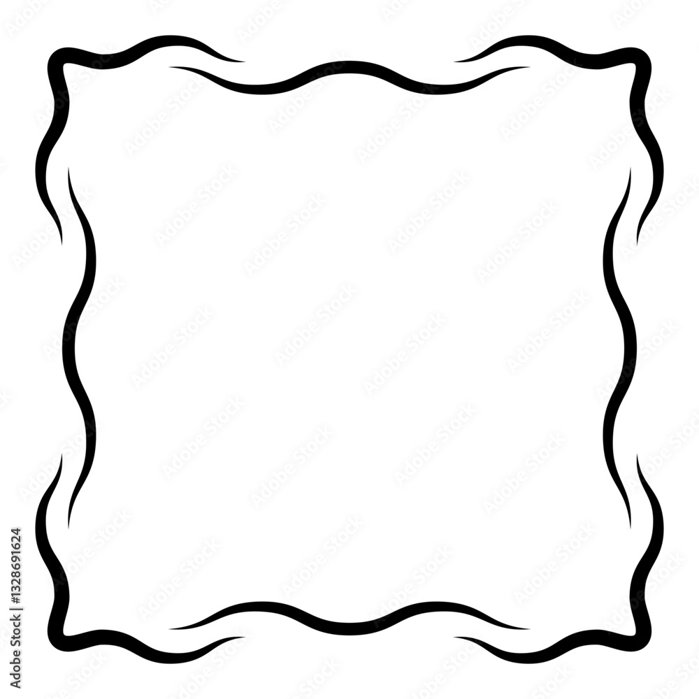 Poster black wavy line border square frame, template element