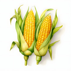 Digital technology corn watercolor design illustration