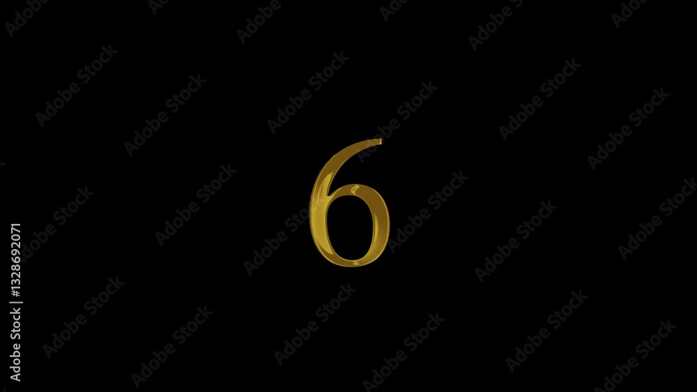 Poster 10 second countdown timer golden number isolated background