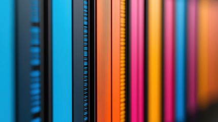 A vibrant and dynamic arrangement of sleek server components in an advanced facility setting.