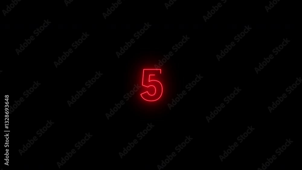 Poster countdown timer, red neon numbers countdown sequence digital timer graphic design isolated backgroun