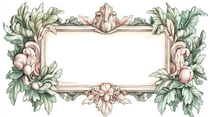 Elegant floral frame design art studio digital illustration soft colors close-up view decorative creativity