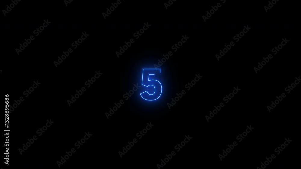 Poster countdown numbers 10 to 1 on black isolated background abstract digital timer graphic design
