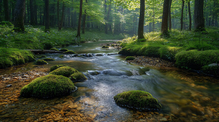 Obraz premium forest stream wallpaper,