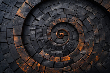 Fototapeta premium Geometric Wood: Abstract Background with Circular Composition.