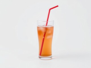 Iced Tea in Glass with Red Straw