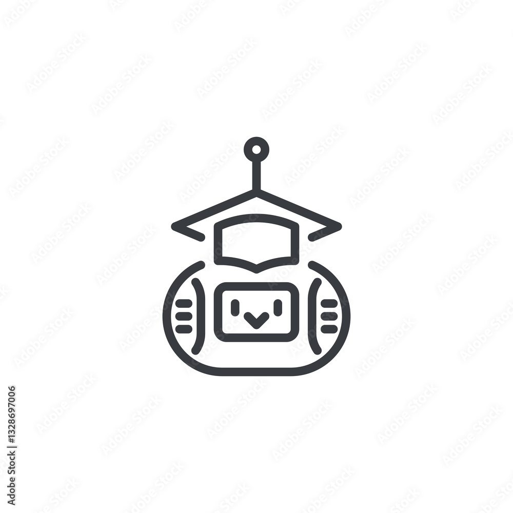 Poster machine learning chatbot line icon