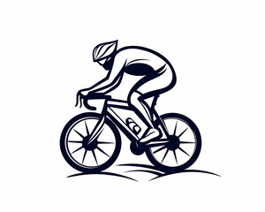 Obraz premium Cyclist in action, stylized vector illustration