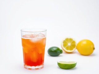 Fototapeta premium Refreshing Orange Citrus Drink with Ice Cubes