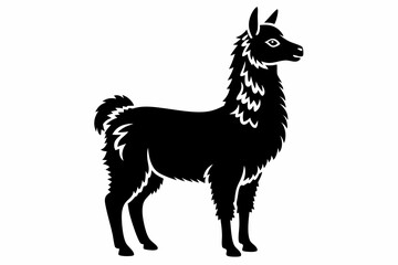 Fototapeta premium alpaca line art silhouette vector illustration
