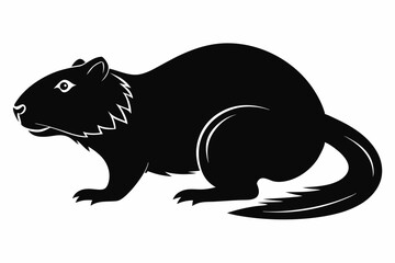 beaver line art silhouette vector illustration
