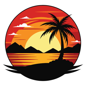 Sunset sumar Clip Art Stock Illustrations design