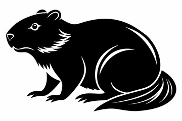 beaver line art silhouette vector illustration