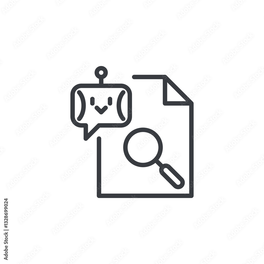 Poster text analysis bot line icon
