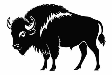 bison line art silhouette vector illustration