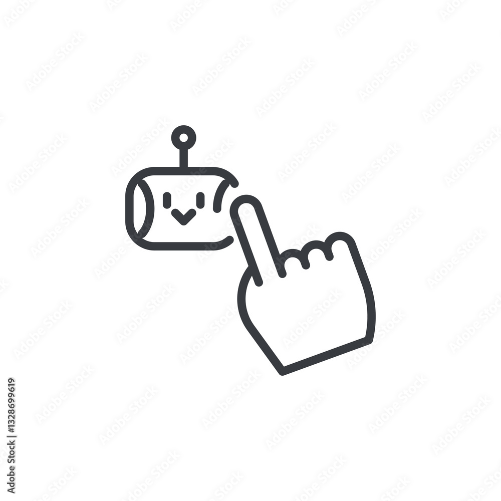 Poster interactive chatbot line icon