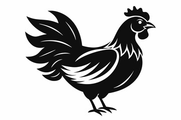 chicken line art silhouette vector illustration