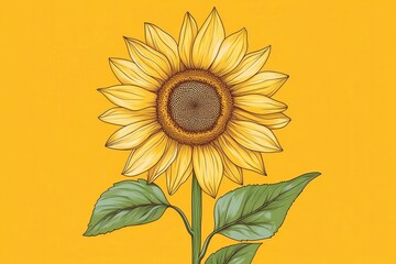 Fototapeta premium Cheerful sunflower design perfect for custom clothing and unique merchandise creations