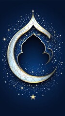 Naklejka premium A celestial crescent moon design with shining stars in blue