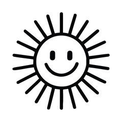 Smiling sun icons silhouette vector illustrations