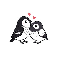  birds on branch - love and romance concept.