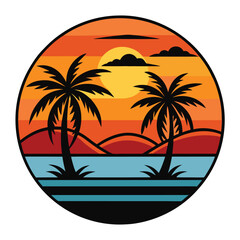 Sunset Minimalist Vector Illustration