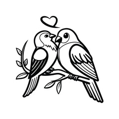 Obraz premium birds on branch - love and romance concept.