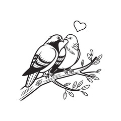  birds on branch - love and romance concept.