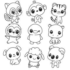 coloring pictures collection of cute animals. coloring pages for children that you can print on standard paper	
